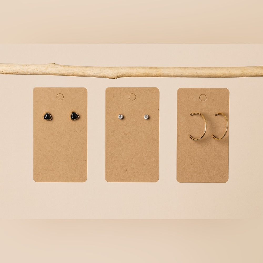 New 3-Pack Earrings Set – Studs & Gold Hoops